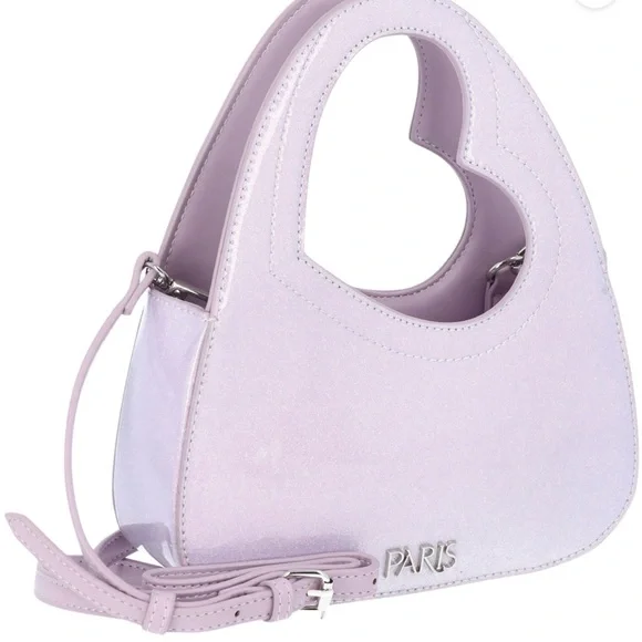 Paris Hilton Lilac Glitter Heart Crossbody Y2K Mini Purse, Purple Shoulder Bag - Picture 3 of 5